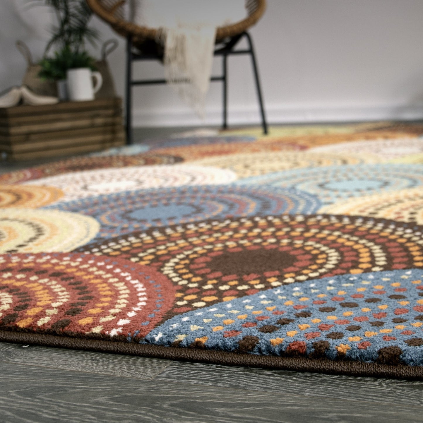 Bright Dotted Circles Runner Rugs in Multicolor 1ft 10Inch x 5ft