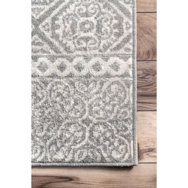 Area Rug Floral Jeanette 6 Feet Square Gray