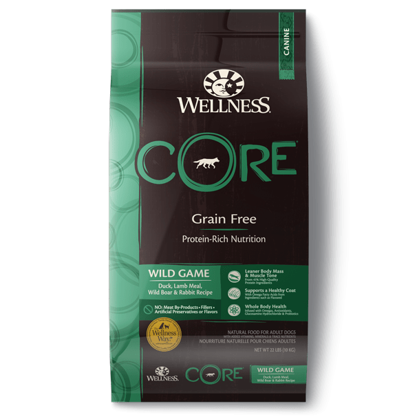 Wellness CORE Grain Free Natural Wild Game Duck, Turkey, Wild Boar and Rabbit Recipe Dry Dog Food