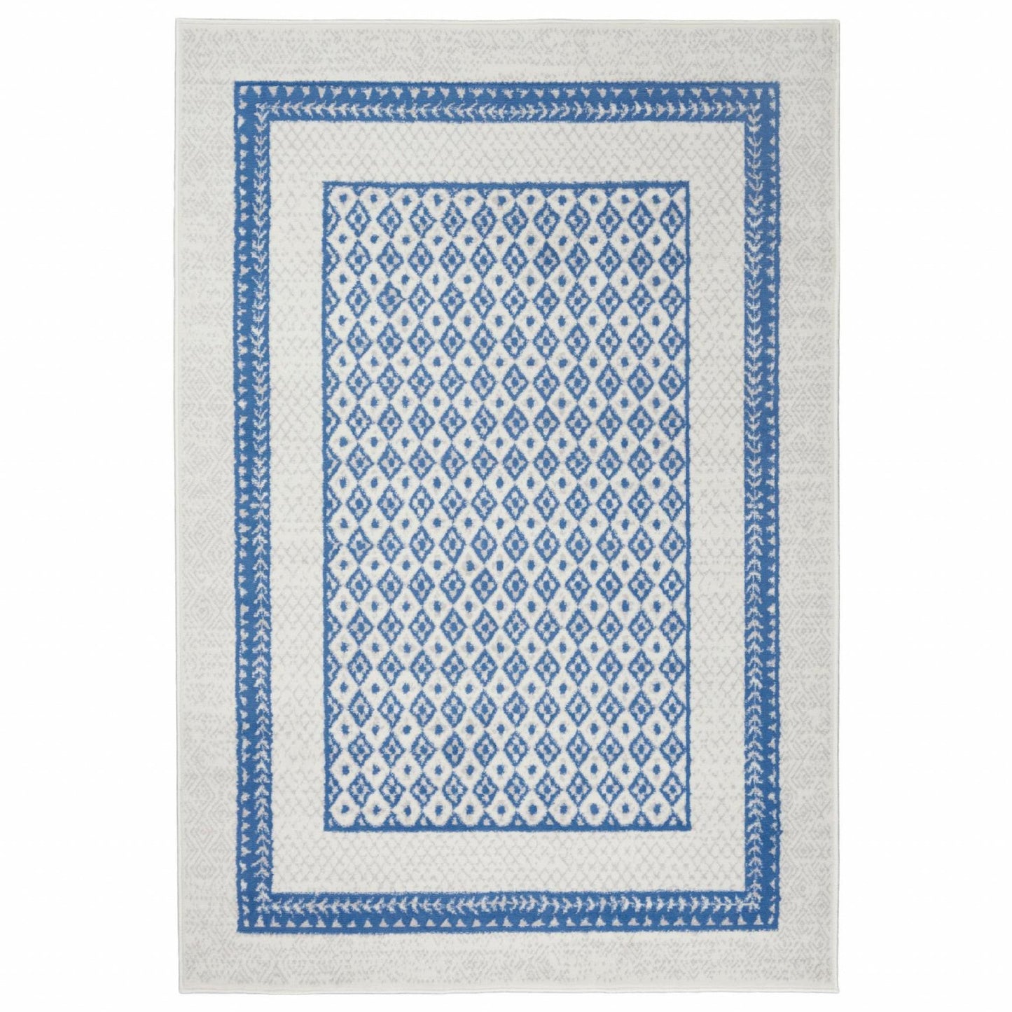 4' X 6' Navy Blue Geometric Dhurrie Area Rug