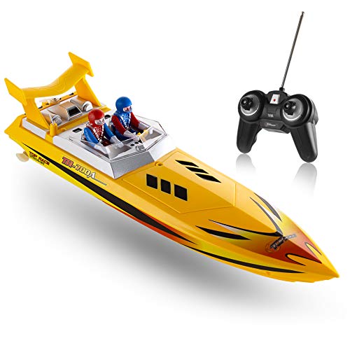 Top Race Remote Control Water Speed Boat, Perfect Toy for Pools and Lakes 8 Mph (Yellow)