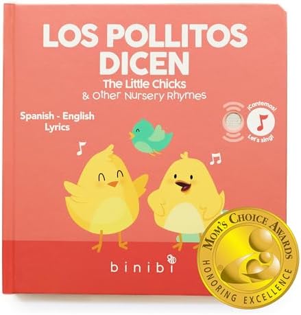 Binibi Spanish Musical Book for Babies & Toddlers 1-3 Los Pollitos Dicen & Other Nursery Rhymes | Spanish Learning for Kids | Bilingual Children's Book | Sound Book | Libro en espaรฑol para bebรฉs