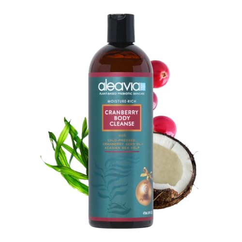 Aleavia Cranberry Body Cleanse �?Organic & All-Natural Prebiotic Body Wash, Scented with Pure Essential Oils �?Nourish Your Skin Microbiome �?16 Oz.