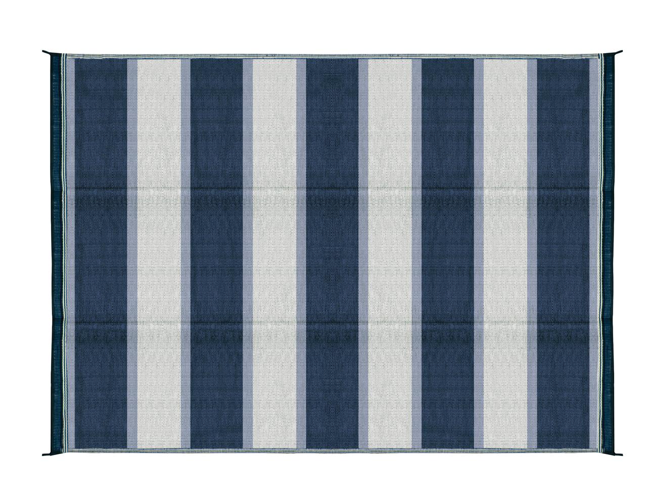 6' x 9' RV Outdoor Mat Reversible Mildew Resistant, Blue Stripe