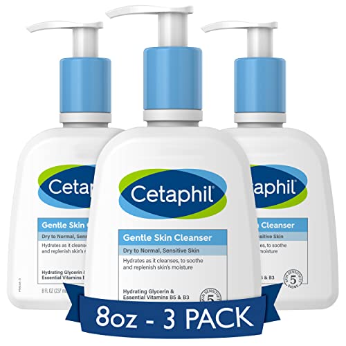 Cetaphil Face Wash, Hydrating Gentle Skin Cleanser for Dry to Normal Sensitive Skin, NEW 8 oz 3 Pack, Fragrance Free, Soap Free and Non-Foaming