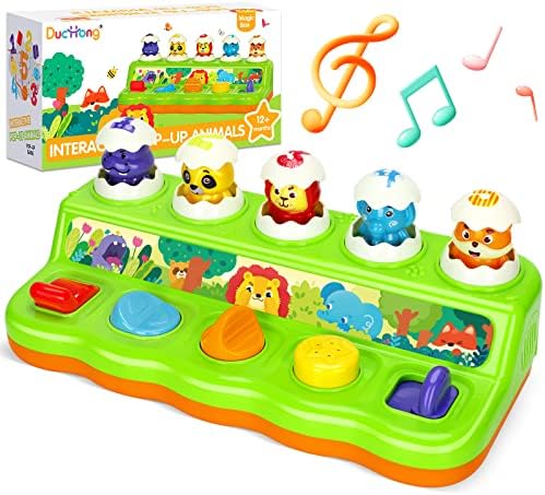 Duchong Interactive Pop Up Animals Eggs Toy with Music & Sound, Early Developmental Learning Sensory Toy for 1Year Old & 9-12-18 Months Baby, Girls & Boys