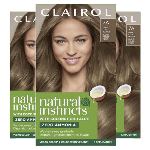 Clairol Natural Instincts Demi-Permanent Hair Dye, 7A Dark Cool Blonde Hair Color, Pack of 3