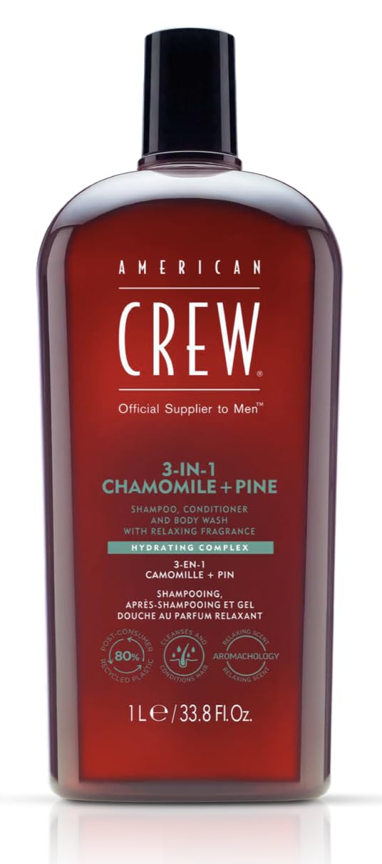 American Crew 3-IN-1 CHAMOMILE + PINE Shampoo, Conditioner and Body Wash, 33.8 Fl Oz (Pack of 1)
