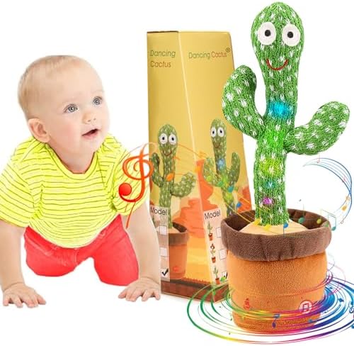 Emoin Dancing Cactus Baby Toys 6 to 12 Months, Talking Cactus Toys Repeats What You Say Baby Boy Toys, Dancing Cactus Mimicking Toy with LED English Sing Talking Musical Toys