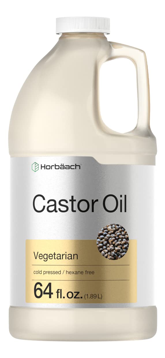 Castor Oil 64oz | for Hair Health, Eyelashes & Eyebrows | Hexane Free & Cold Pressed | Vegetarian, Non-GMO | By Horbaach