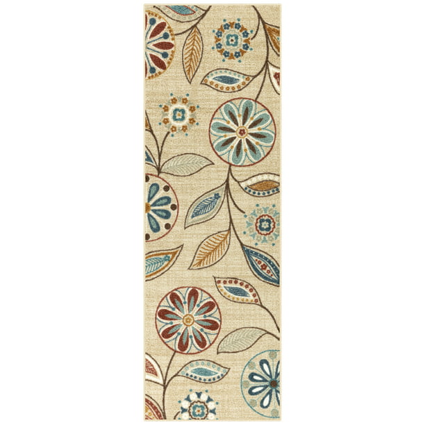 Runner Rug in Beige Multi Floral 1ft 8in x 5ft
