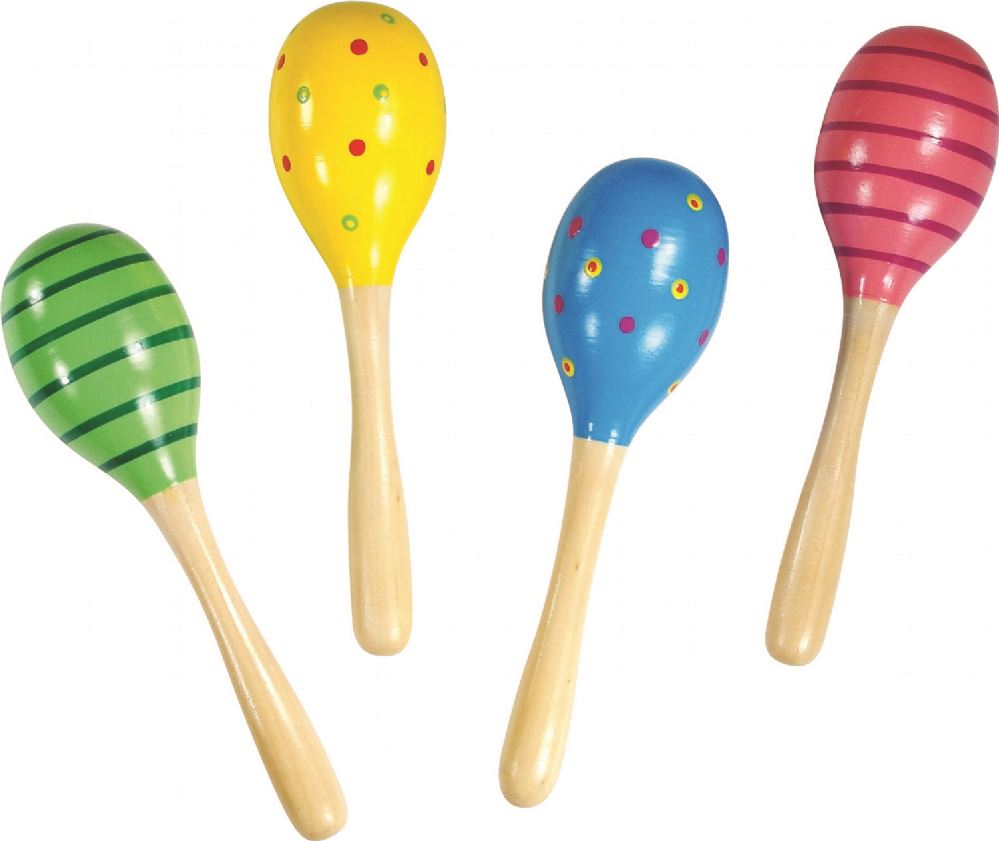Children's 19cm Colourful Patterned Wooden Maraca Musical Toy