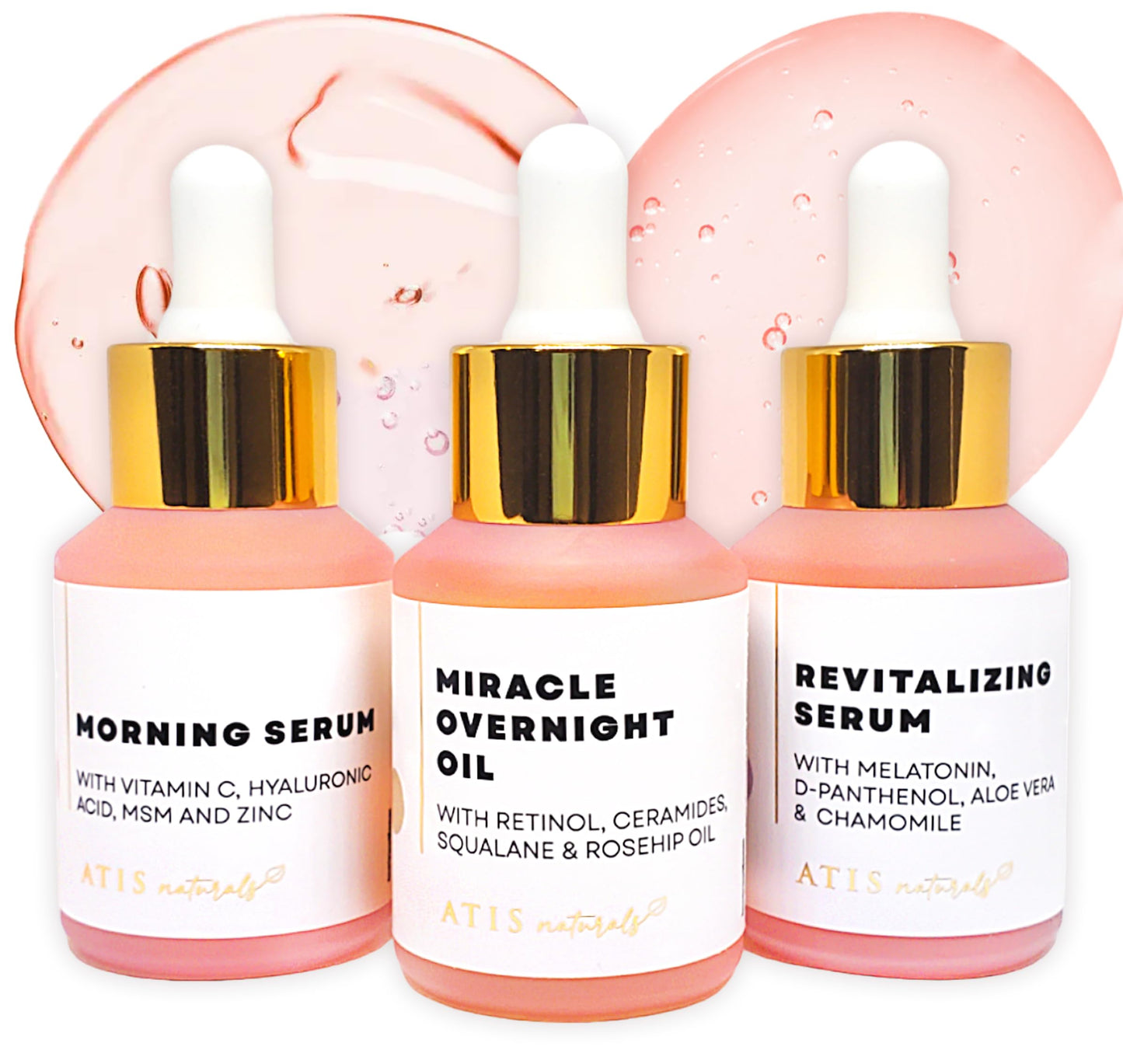 ATIS Vitamin C Face Serum - Anti Aging Facial Serum - Hyaluronic Acid & Retinol Serum for Face - Firming, Restoring & Hydrating | Fine Lines, & Wrinkles Remover, Tone & Revitalize, 1fl oz,3 Bottles