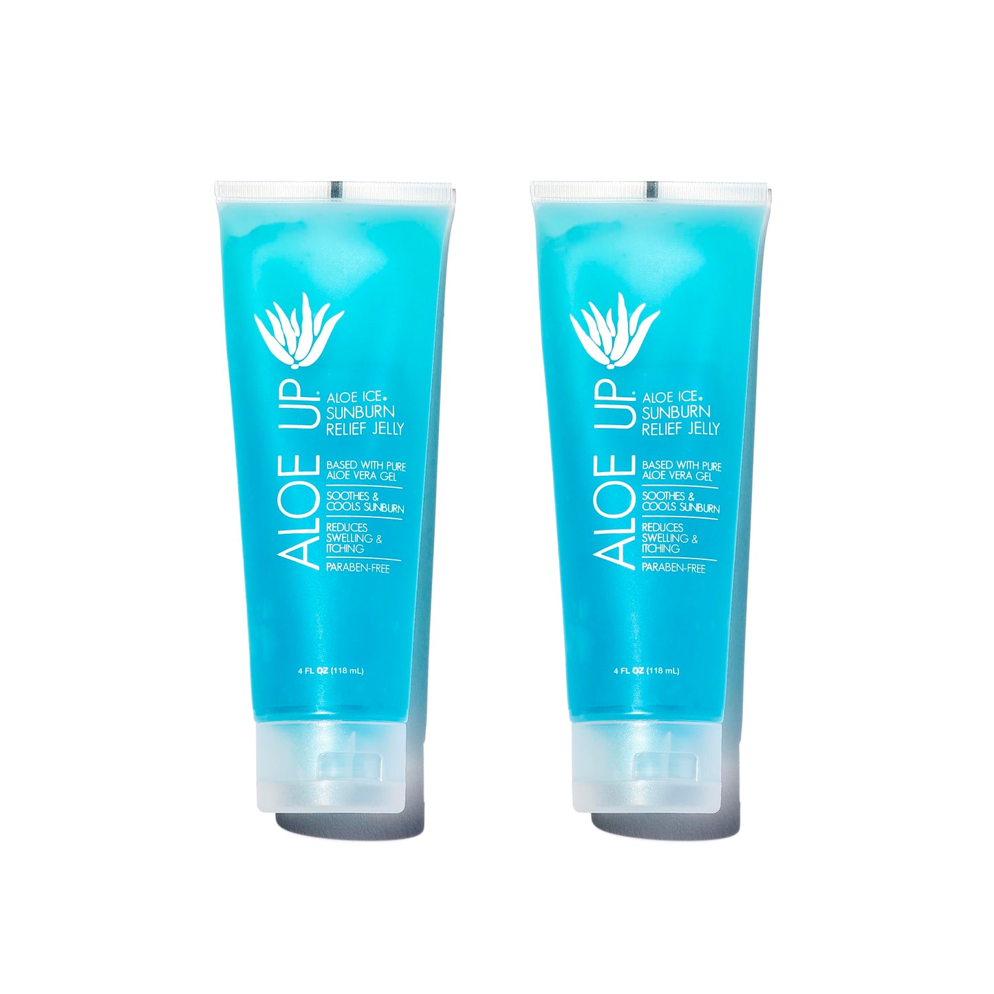 ALOE UP Aloe Ice Sunburn Relief Jelly - Face and Body Organic After Sun Gel - With 96.6% Pure Aloe Vera Gel and 2% Anesthetic Lidocaine - Reef Safe - Alcohol- and Fragrance-Free - 4 Oz - 2 pack