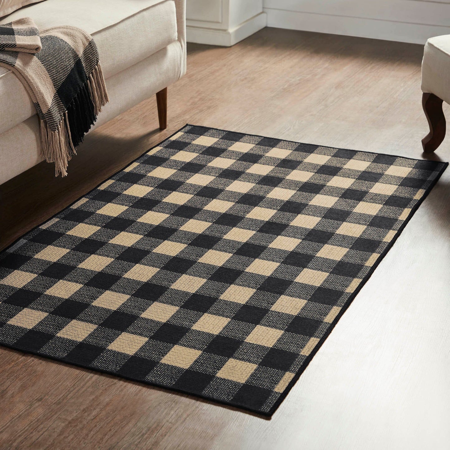 Black Check Indoor/Outdoor Rectangle Rug 36x60"