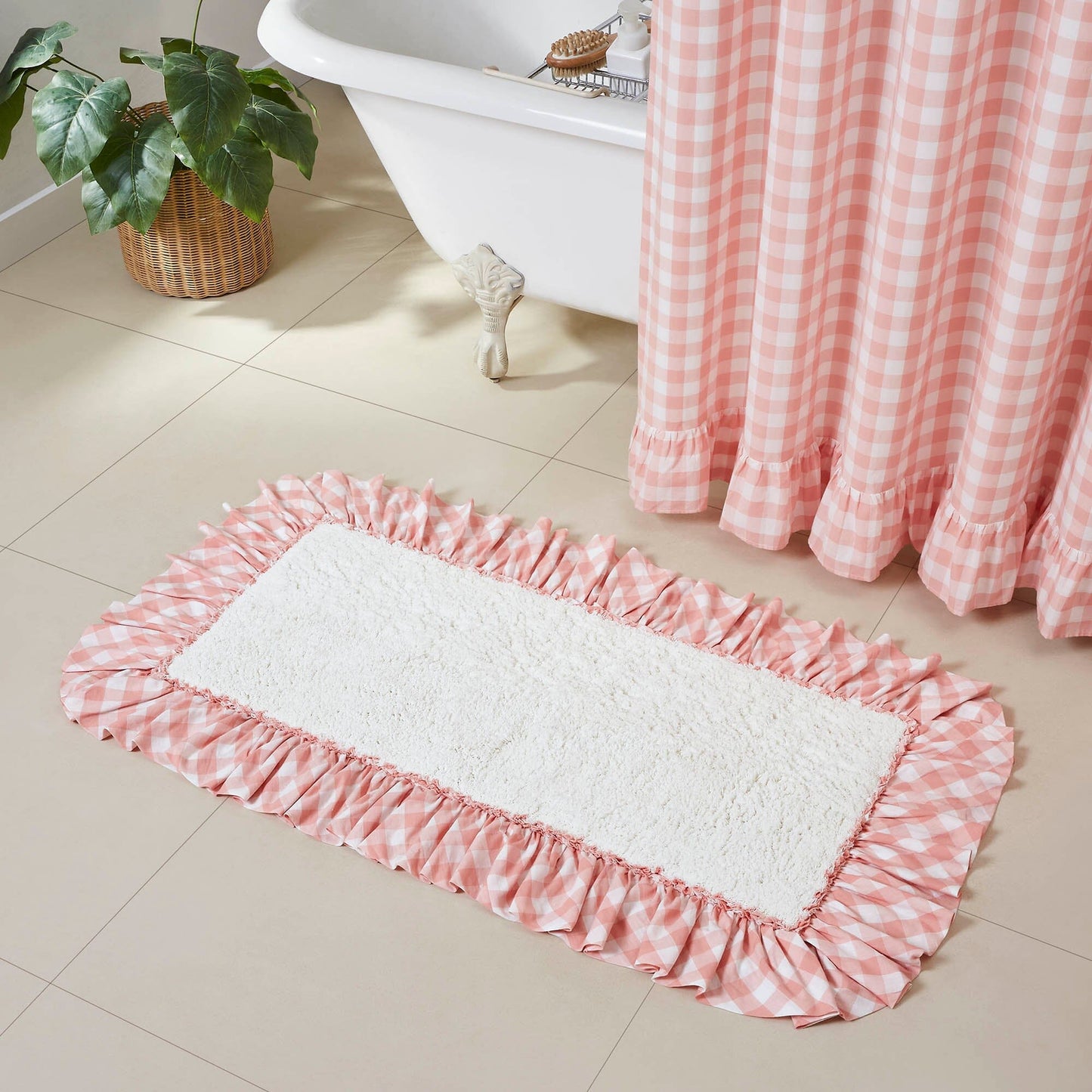Annie Coral Buffalo Check Bathmat 27x48"