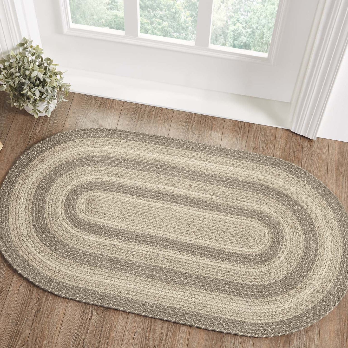 Cobblestone Oval Braided Rug 27x48" - with Pad
