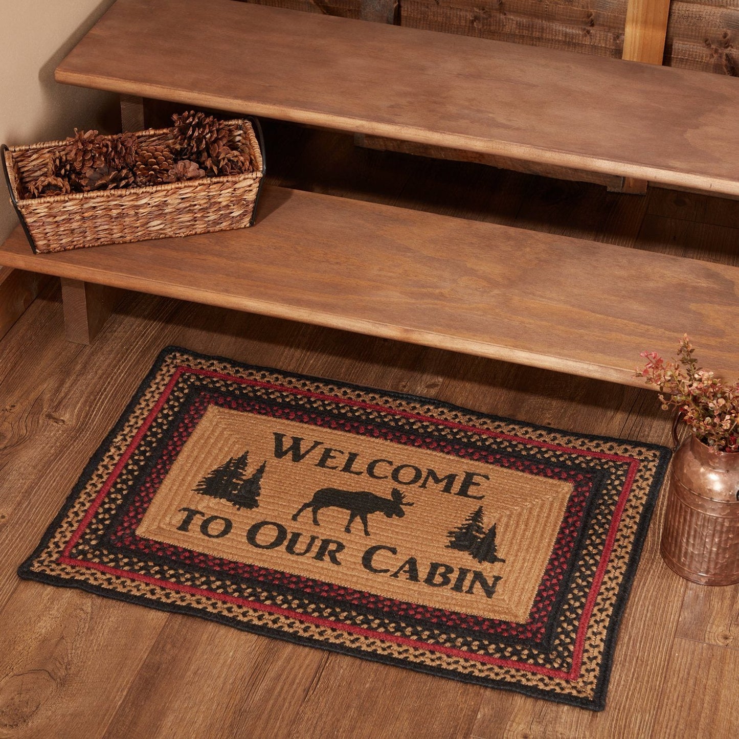 Cumberland Moose "Welcome" Rectangle Braided Rug 20x30"