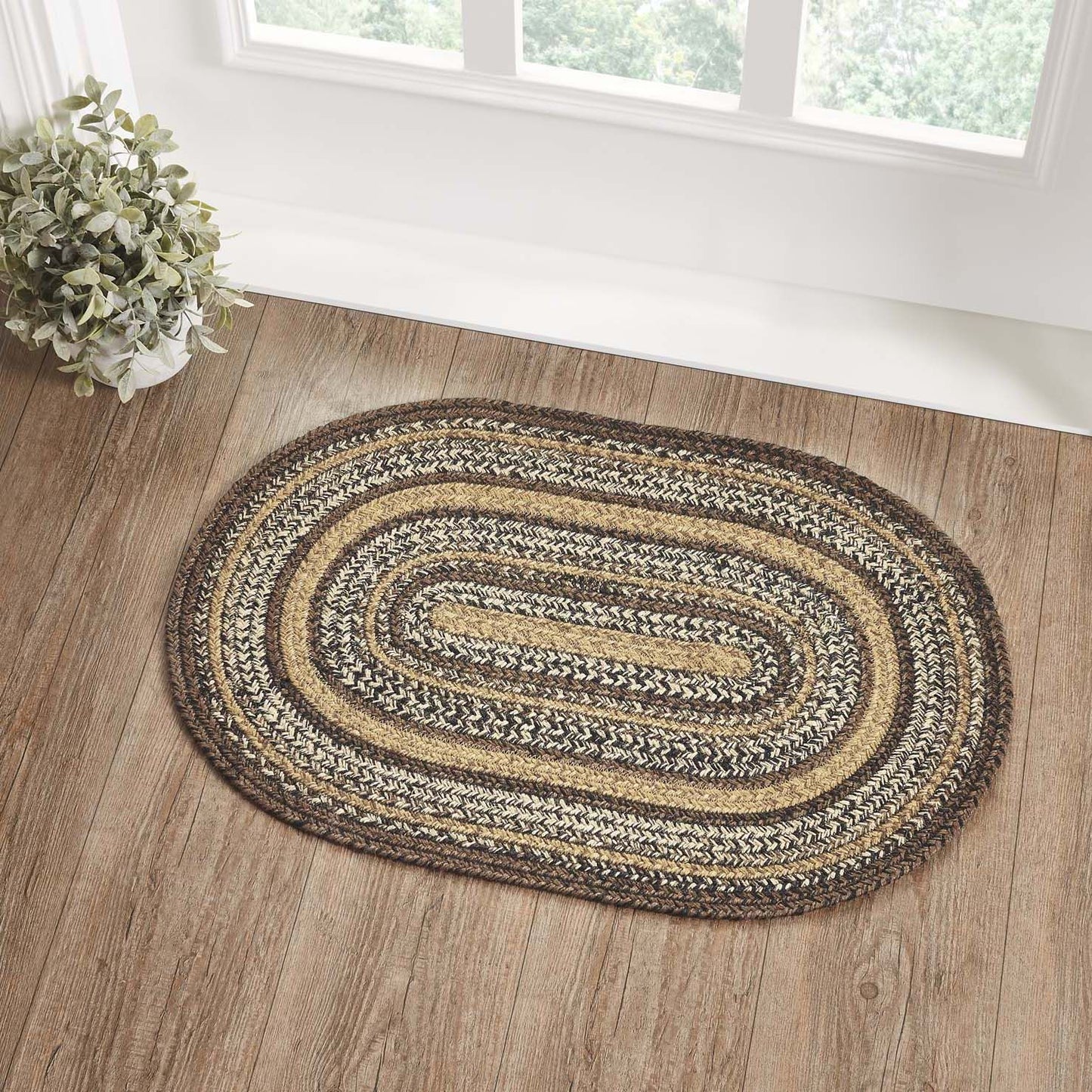 Espresso Oval Braided Rug 20x30" - with Pad Default