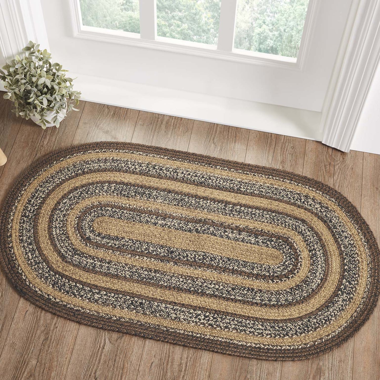 Espresso Oval Braided Rug 27x48" - with Pad Default