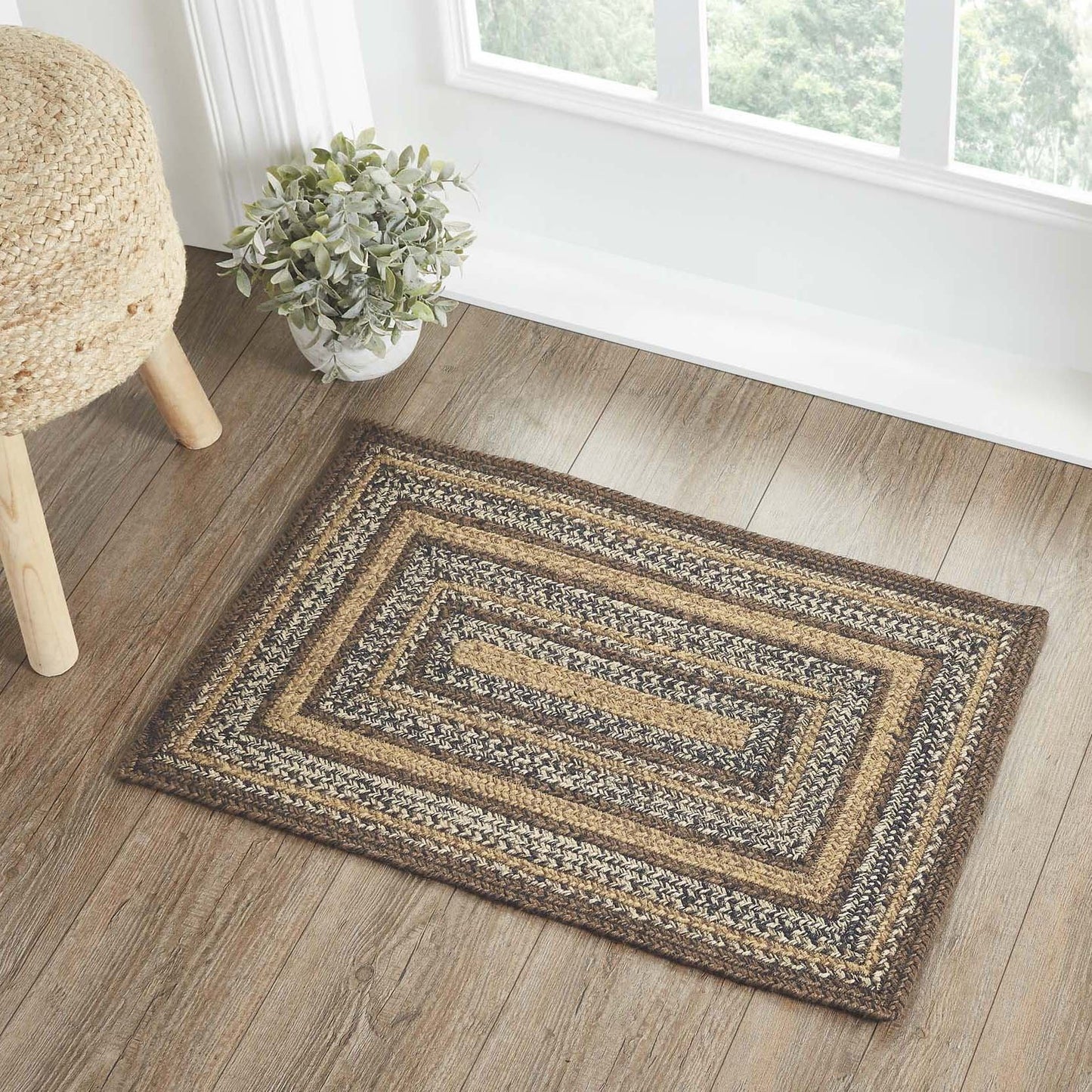 Espresso Rectangle Braided Rug 20x30" - with Pad Default