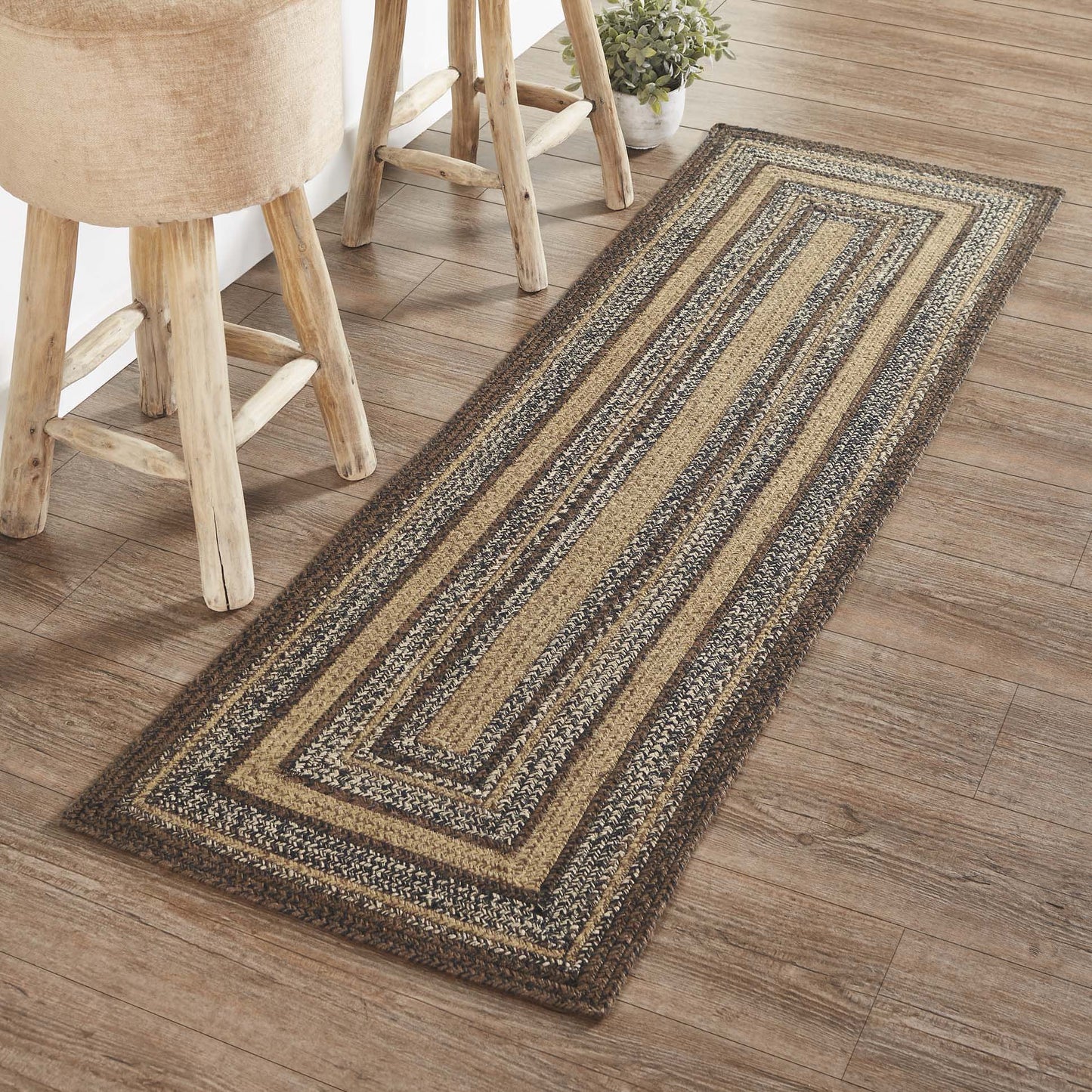 Espresso Rectangle Braided Rug 22x72" Runner - with Pad Default