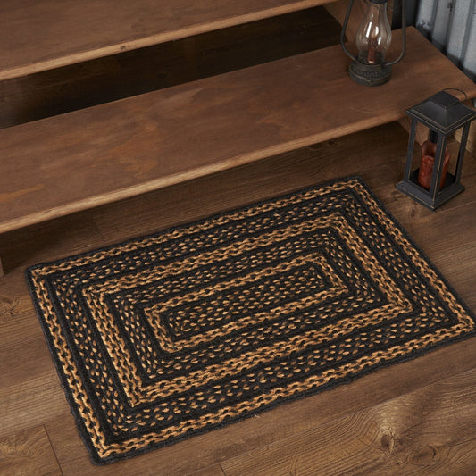 Farmhouse Star Rectangle Braided Rug 20x30" with pad