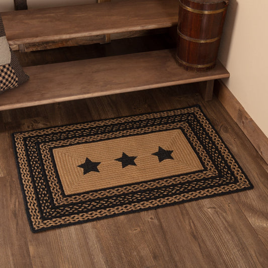 Farmhouse Star Stencil Rectangle Braided Rug 24x36"