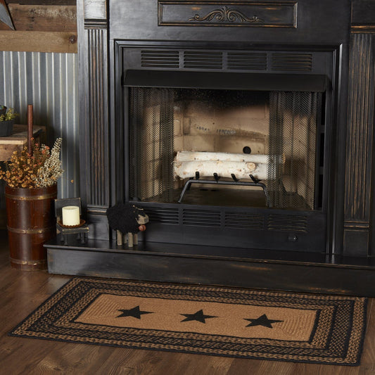 Farmhouse Star Stencil Rectangle Braided Rug 27x48"