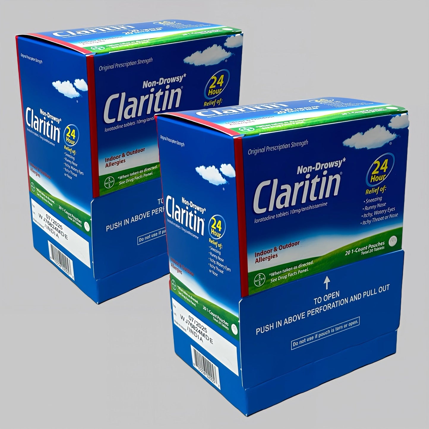 CLARITIN (2PK, 40 Total Tablets) Non-Drowsy Loratadine 24 Hour Allergies 07/25