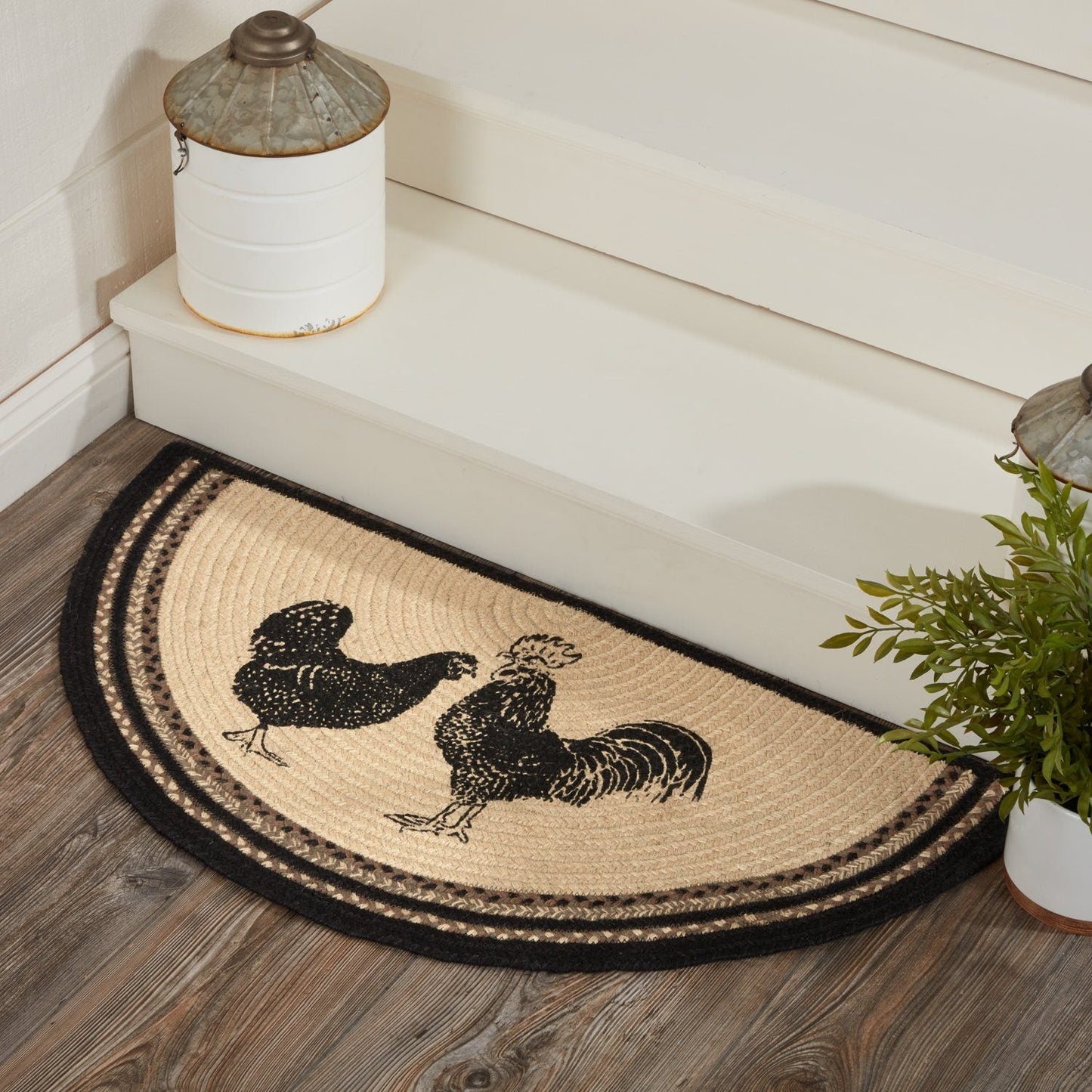 Sawyer Mill Charcoal Poultry Half Circle Braided Rug 16.5x33"