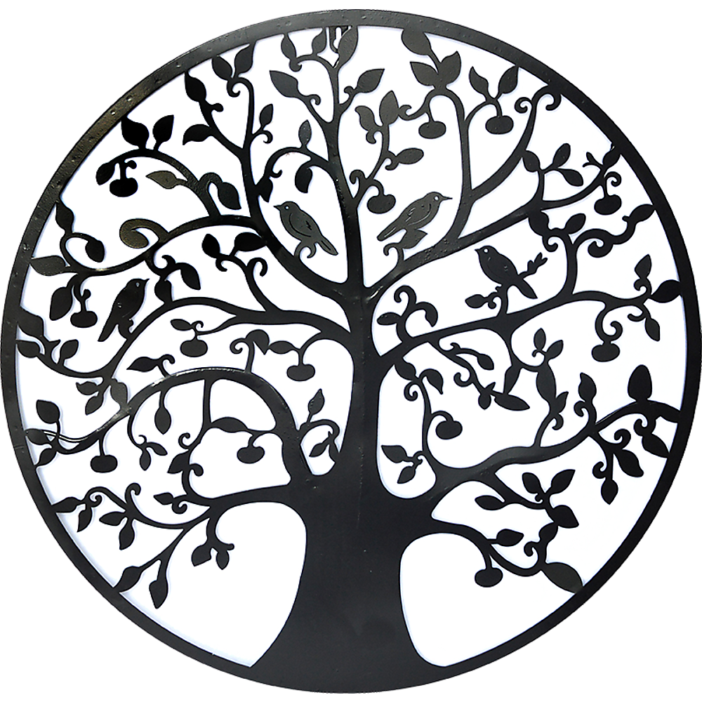 Black Tree of Life Wall Art Hanging Metal Iron Sculpture Garden 60cm