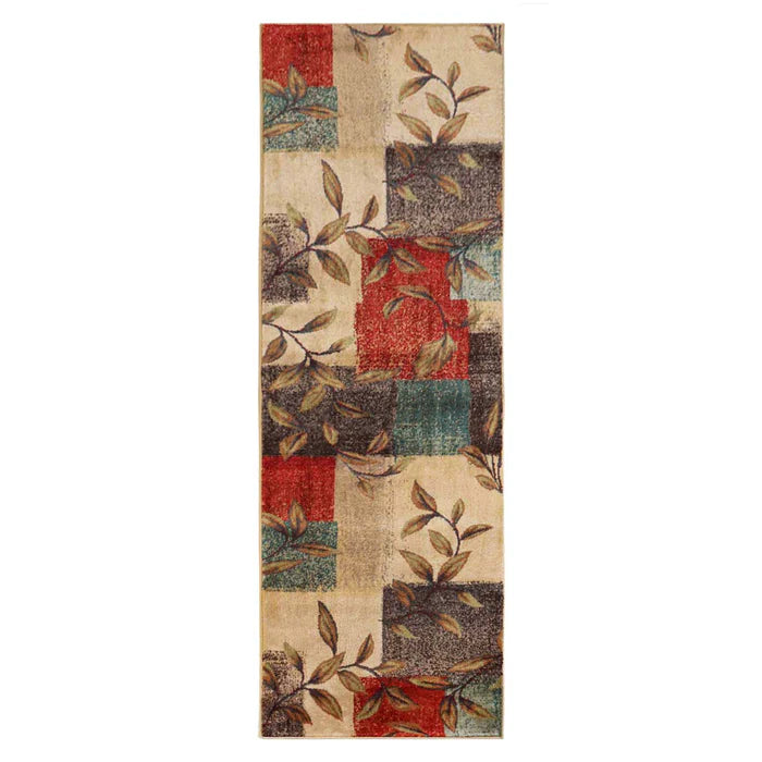 Zedler Patchwork Rustic Leaves Indoor Runner Rug - Multicolored