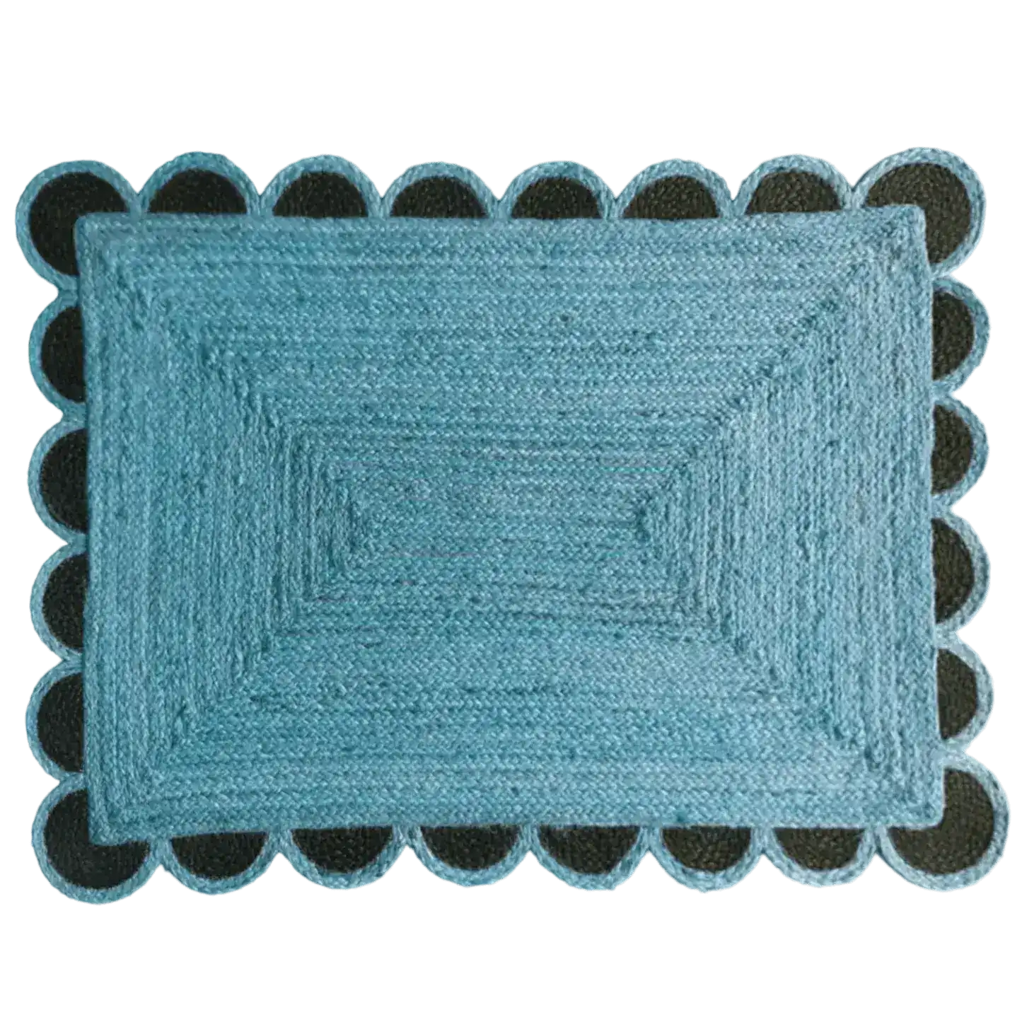 Black and Blue Scallop Jute Rug