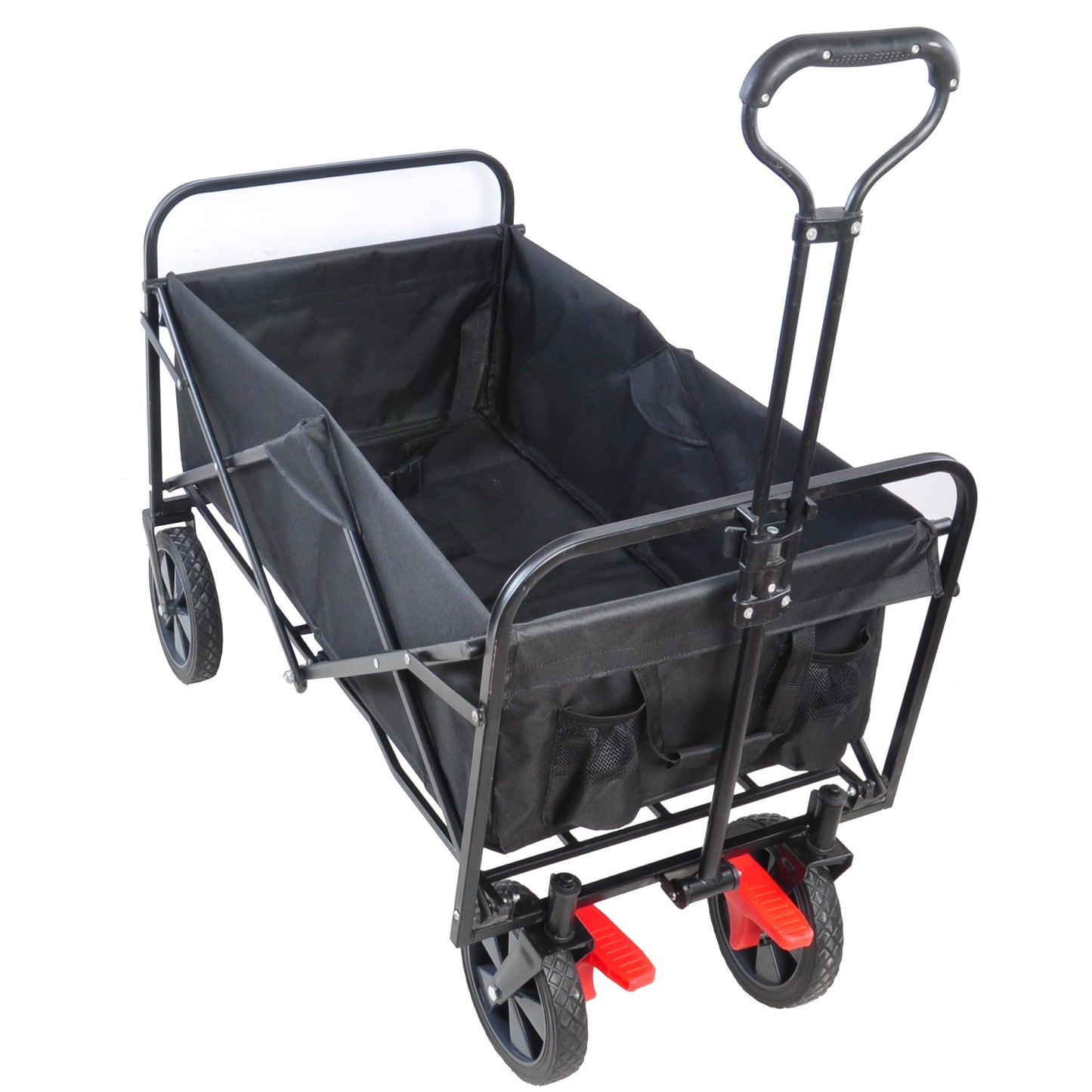 SEGMART Collapsible Wagon Cart with Wheels, Heavy Duty Utility Cart with All-Terrain Wheels and Side Storage Bags, Portable Garden Cart for Garden, Beach, Lawn, TR34