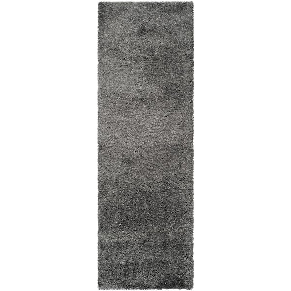 Runner Rug Area Shag Dark Gray 2 X 5 ft. Solid Plush Modern Kitchen Living Room