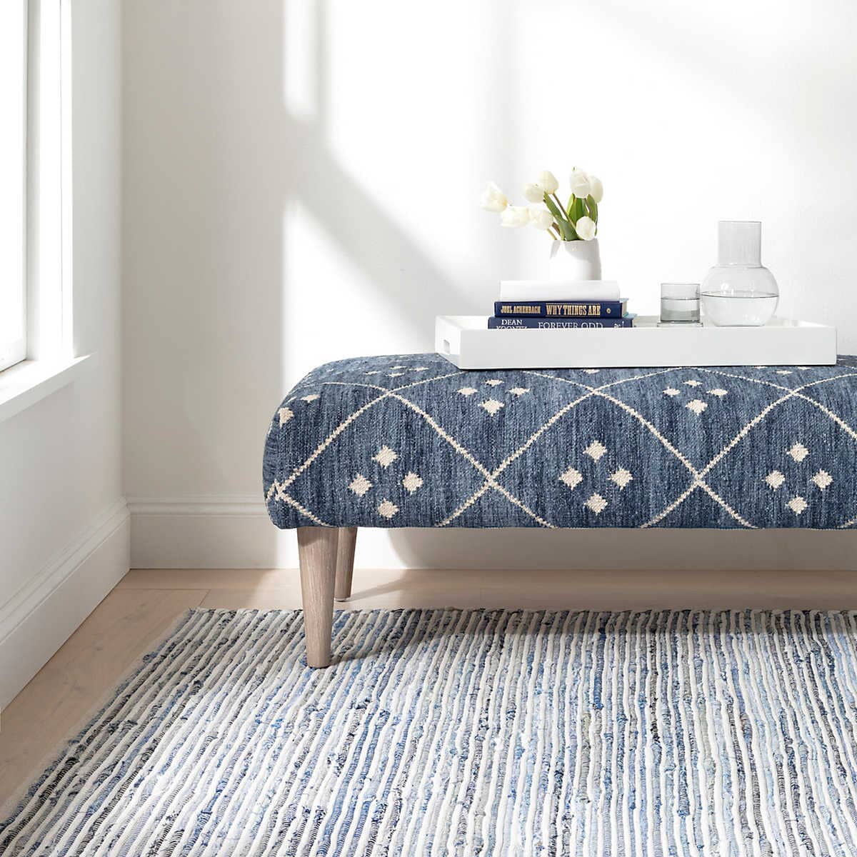 Denim Rag Ribbed Woven Cotton Rug