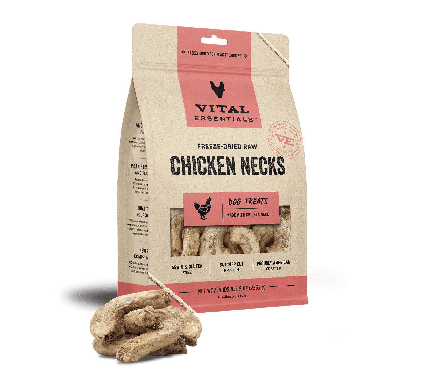 Vital Essentials Freeze-Dried Chicken Necks Dog Treats