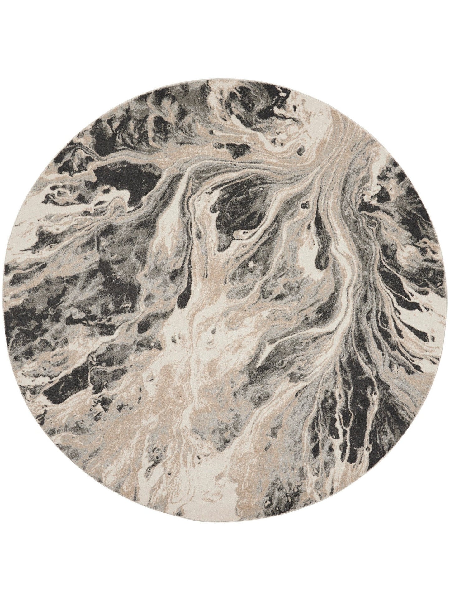 Elegance Round Area Rug - Grey/Charcoal/Beige (3 Sizes)