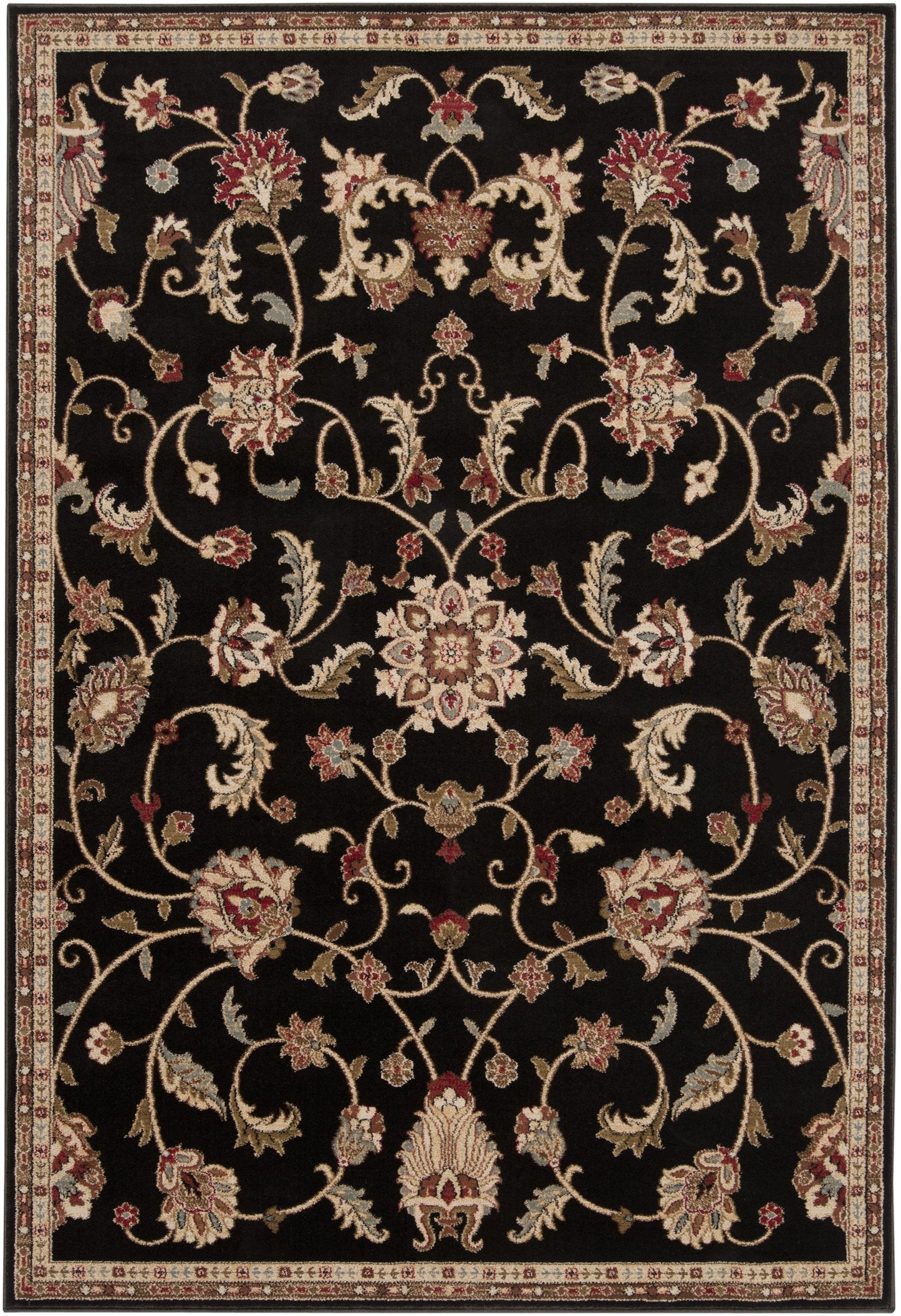 Svelte Black Tan Bright Orange Polypropylene Area Rug - 39x24