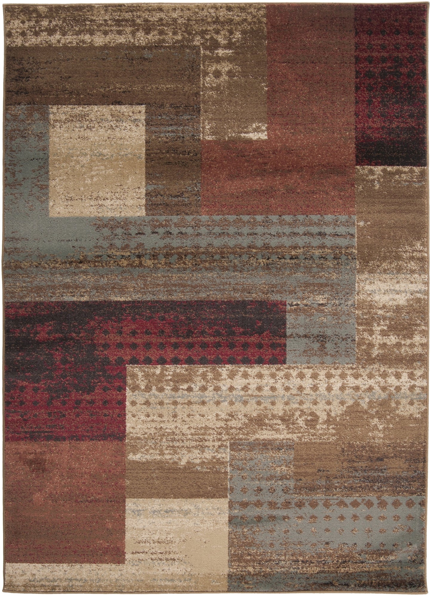 Svelte Dark Red Brown Camel Polypropylene Abstract Area Rug - 39x24