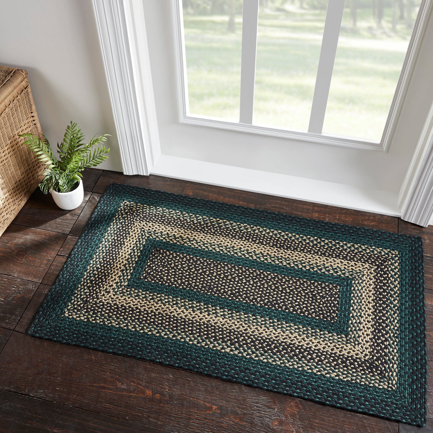Pine Grove Rectangle Braided Rug 27x48" - with Pad