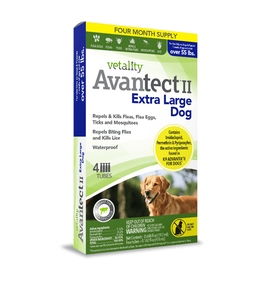 Vetality Avantect II Monthly Topical Flea and Tick Treatment for Extra Large Dogs
