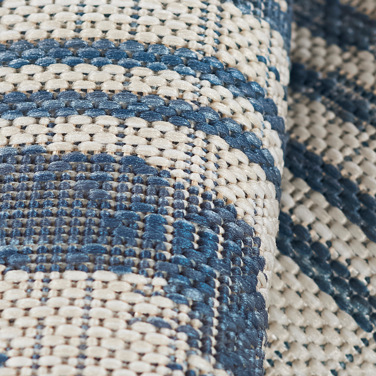 Riviera Geometric Blue Recycled Plastic Indoor Outdoor Rug