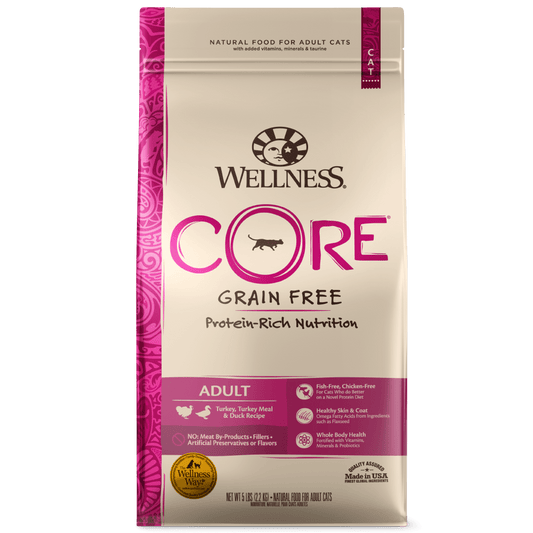 Wellness CORE Grain Free Natural Turkey, Turkey Meal, and Duck Dry Cat Food