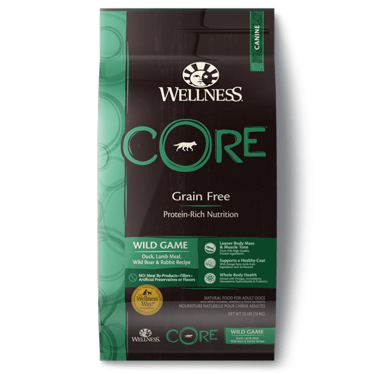 Wellness CORE Grain Free Natural Wild Game Duck, Turkey, Wild Boar and Rabbit Recipe Dry Dog Food