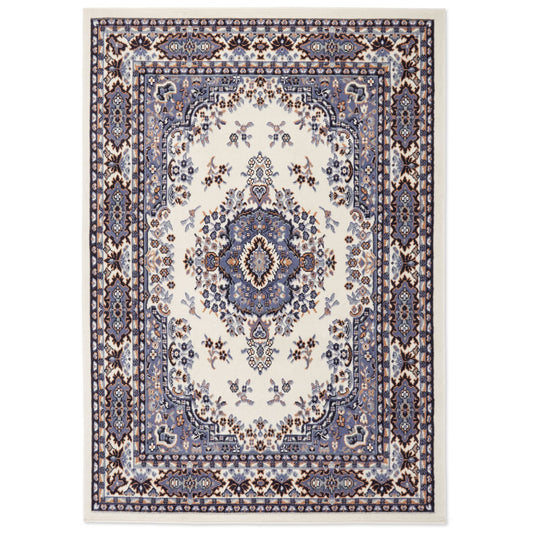 Area Rug Ivory / Blue 5 ft. x 7 ft. Traditional Oriental Medallion Pattern