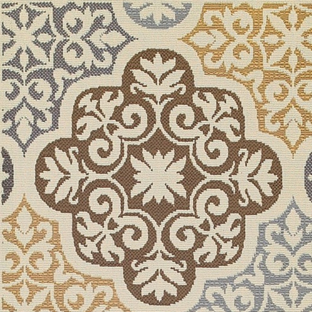 7' x 10' Gray and Ivory Moroccan Indoor Outdoor Area Rug