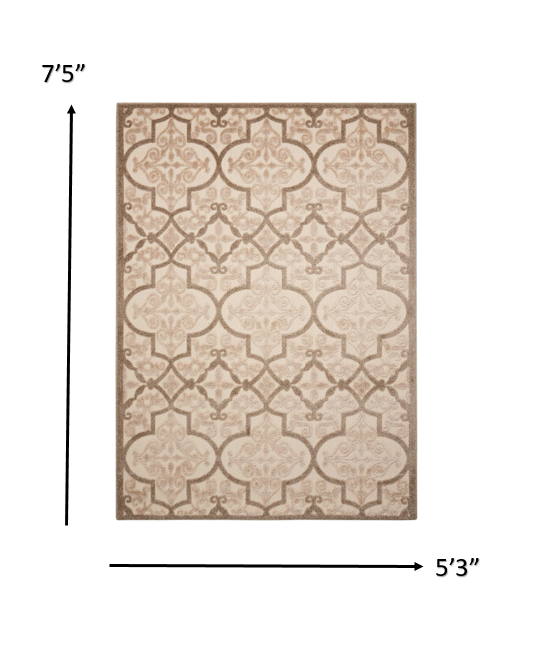 4' X 6' Cream Moroccan Indoor Outdoor Area Rug
