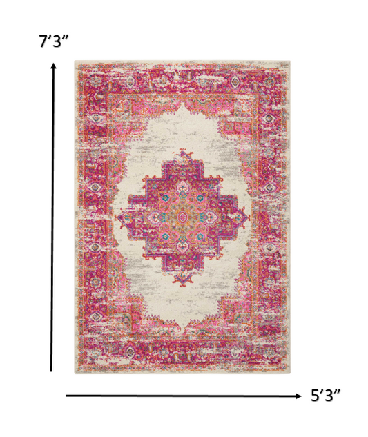6' Fuchsia Power Loom Runner Rug